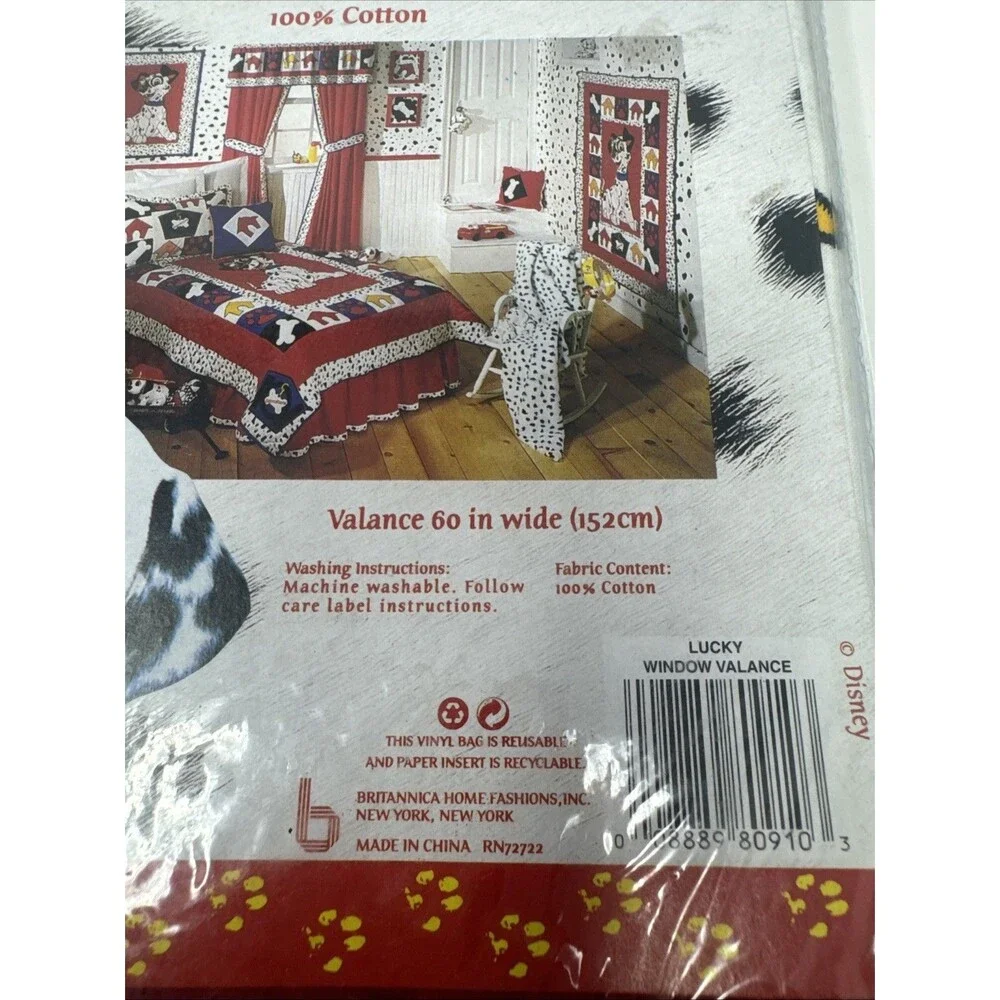 Vintage Disney 101 Dalmatians 60 inch Valance Curtain One Window NEW IN PACKAGE